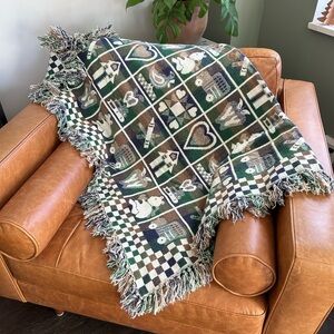 Cozy Green and Brown quilt throw Blanket